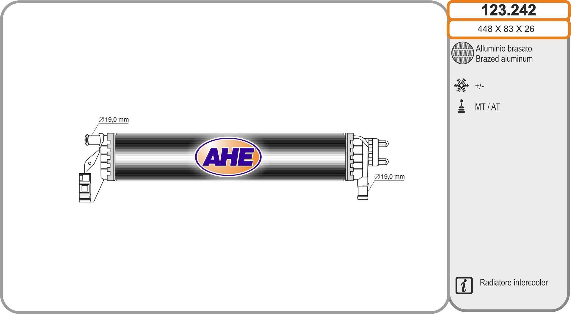 AHE Radiator, motorkjøling 123.242 Radiator AHE Renault MEGANE 123.242