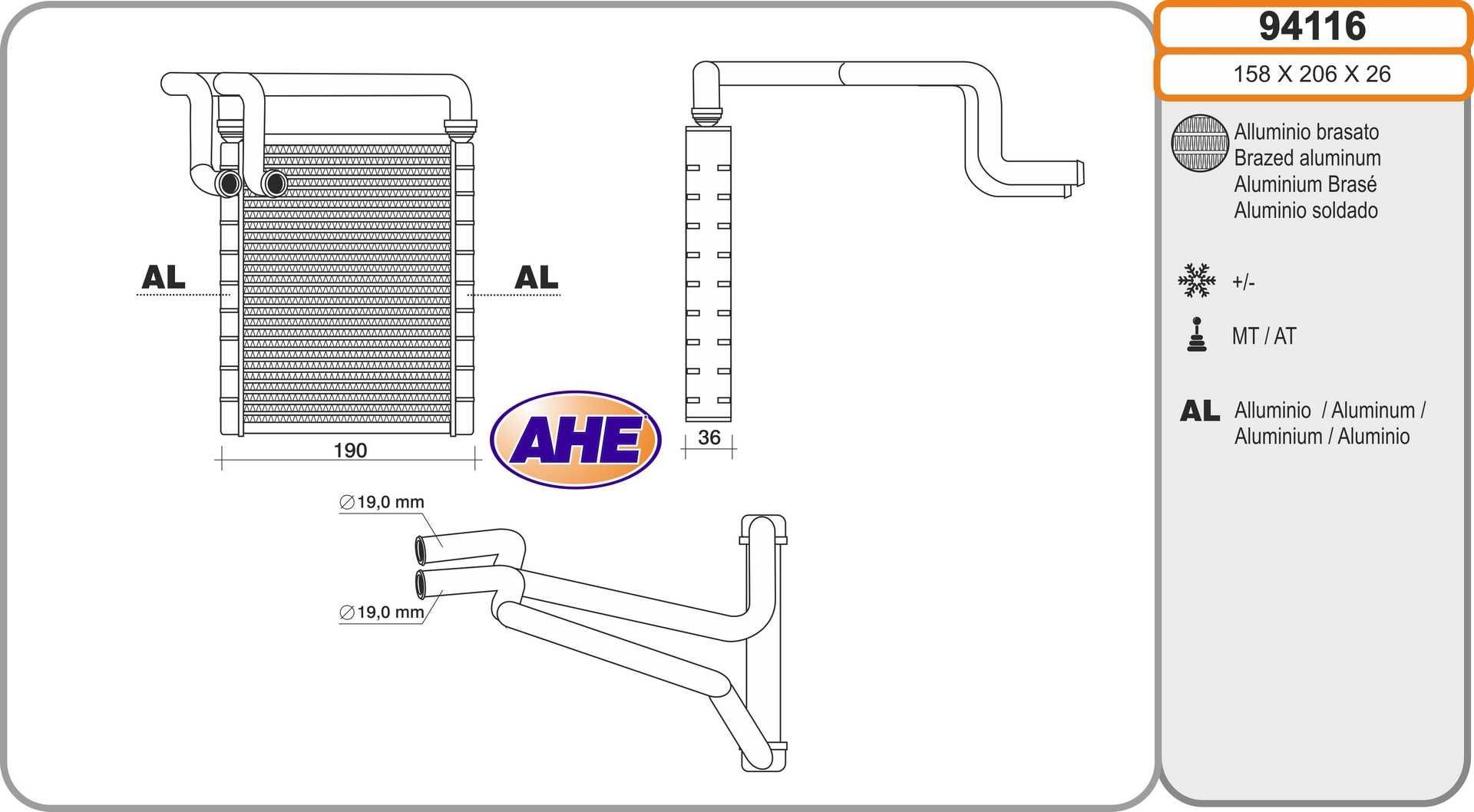 AHE Radiateur de chauffage 94116 AHE 94116 Radiateur de chauffage Hyundai i30 GD prix