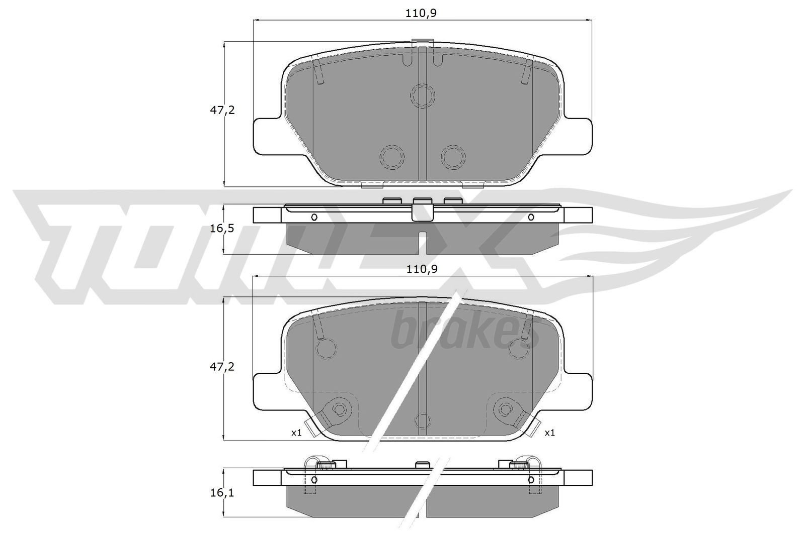 TOMEX brakes Τακάκια φρένων TX 60-06 TOMEX brakes TX 60-06 Τακάκια φρένων HYUNDAI Palisade (LX2) 3.5 HTRAC 272 PS 2025