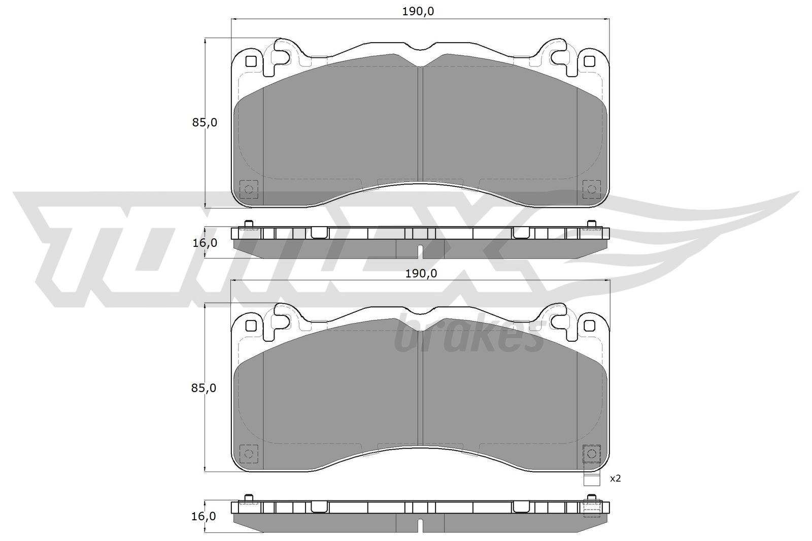 TOMEX brakes Jarrupalat, levyjarru TX 60-08 TOMEX brakes TX 60-08 Jarrupalat, levyjarru FORD USA Mustang Mk6 Coupe 5.0 V8 Bullitt 460 hv 2018