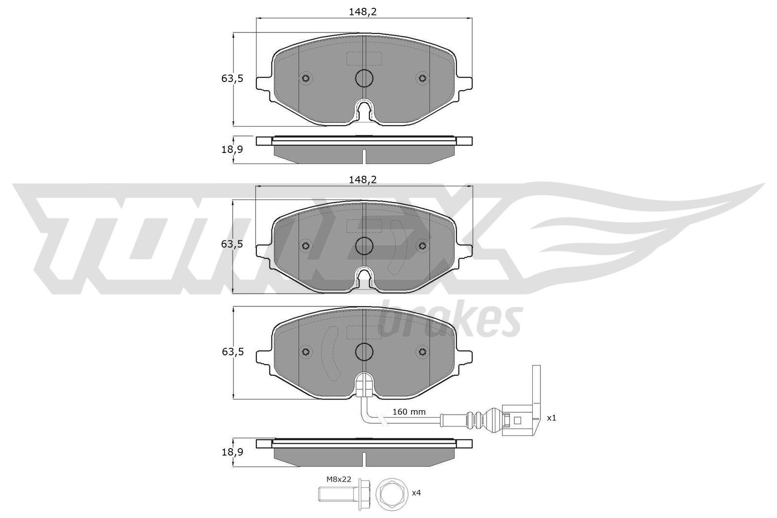 TOMEX brakes Bromsbelägg TX 60-09 TX 60-09 TOMEX brakes bromskloss Škoda RAPID