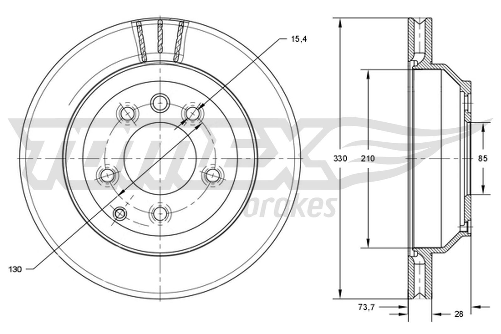 TOMEX brakes Remschijf TX 74-16 Sportremschijven Volkswagen TOMEX brakes TX 74-16
