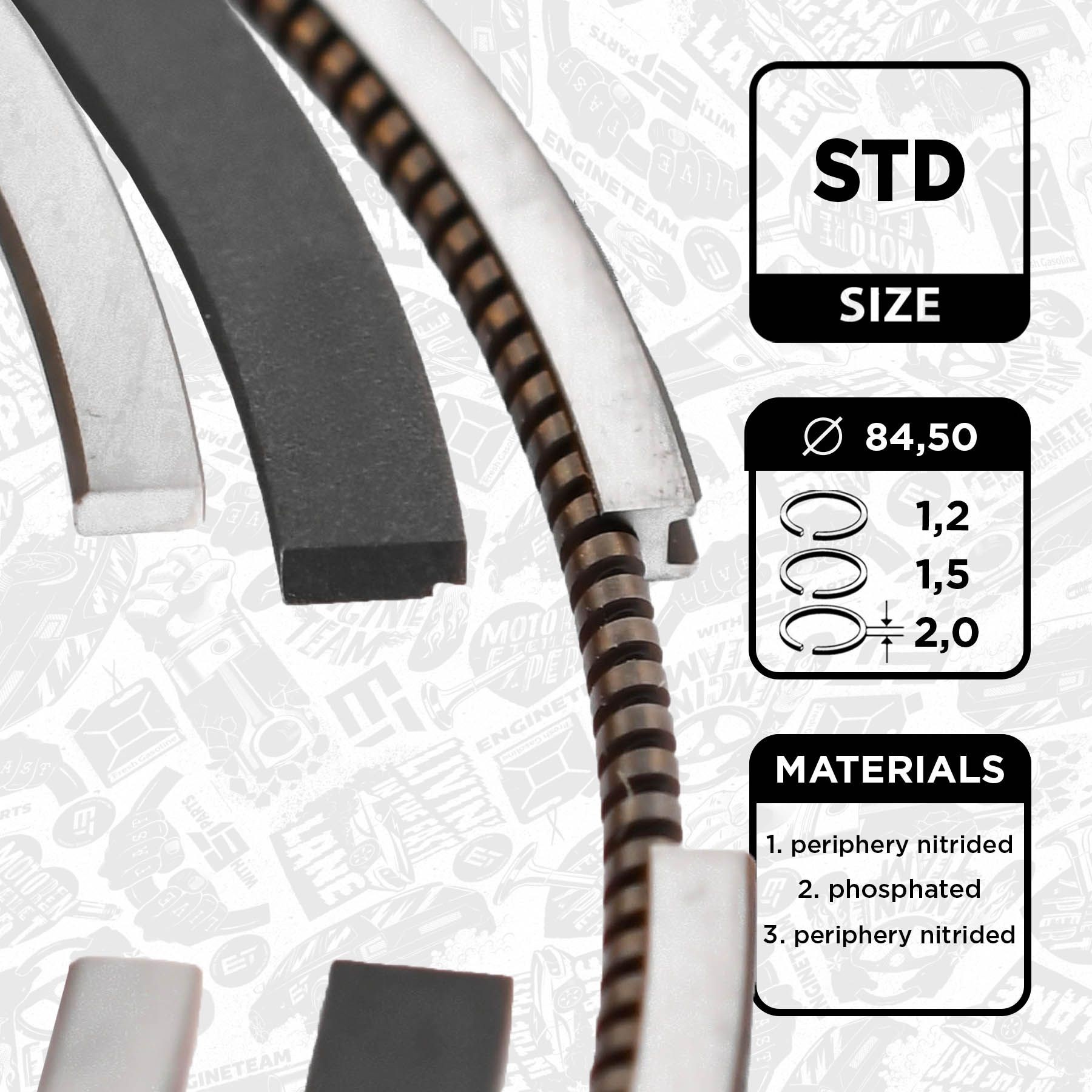 ET ENGINETEAM Zuigerveerset R1013900 Zuigerring ET ENGINETEAM VENTO R1013900 goedkoop