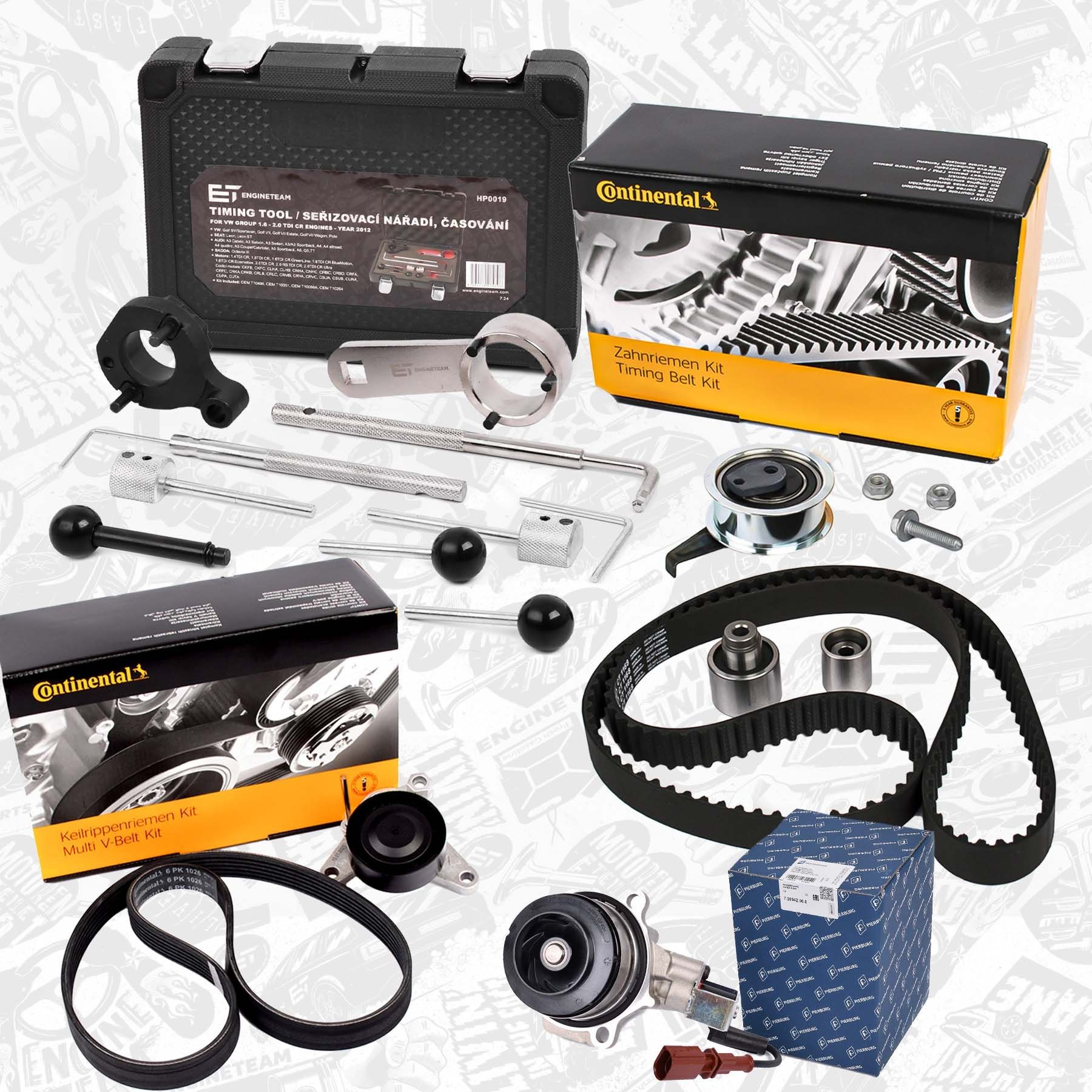 ET ENGINETEAM Kit cinghia distribuzione, pompa acqua RM0016VR3 RM0016VR3 Kit cinghia di distribuzione e pompa acqua ET ENGINETEAM Volkswagen TIGUAN costo