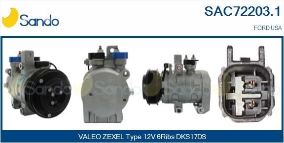 AC-kompressor SANDO SAC72203.1 SANDO SAC72203.1 AC pumpe Ford USA MUSTANG 2012