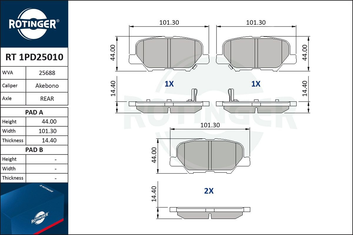 ROTINGER Pastilhas de travão RT 1PD25010 RT 1PD25010 Pastilhas de travão ROTINGER MITSUBISHI PAJERO SPORT