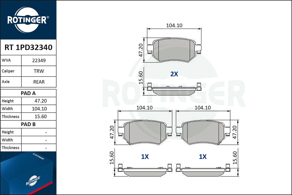 ROTINGER Τακάκια φρένων RT 1PD32340 RT 1PD32340 ROTINGER Αγωνιστικά τακάκια Mazda φθηνά