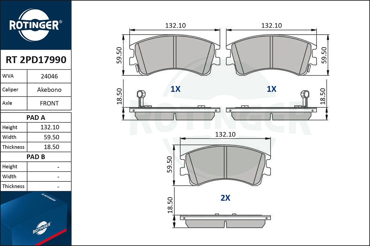 ROTINGER Τακάκια φρένων RT 2PD17990 RT 2PD17990 ROTINGER Αγωνιστικά τακάκια Mazda φθηνά