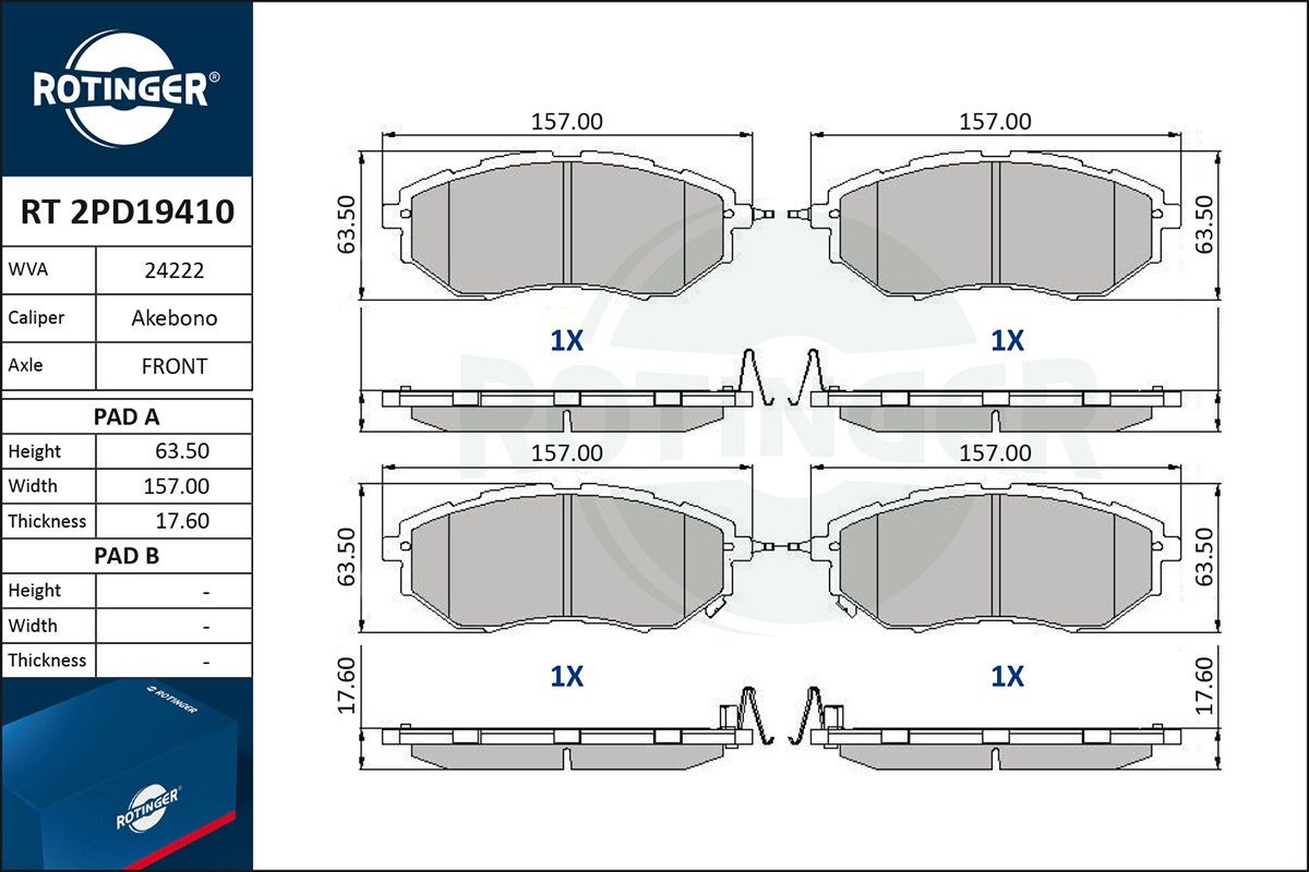 ROTINGER Plaquettes de frein RT 2PD19410 RT 2PD19410 Plaquette SUBARU XV ROTINGER