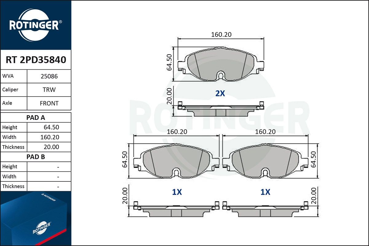 ROTINGER Bromsbelägg RT 2PD35840 RT 2PD35840 ROTINGER Bromsbelägg sport Audi