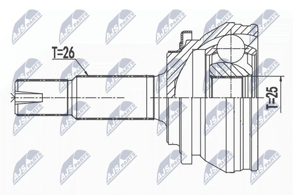 NTY Sada kĺbov hnacieho hriadeľa NPZ-TY-013 NTY NPZ-TY-013 Homokinetický kĺb Hyundai i30 originálne