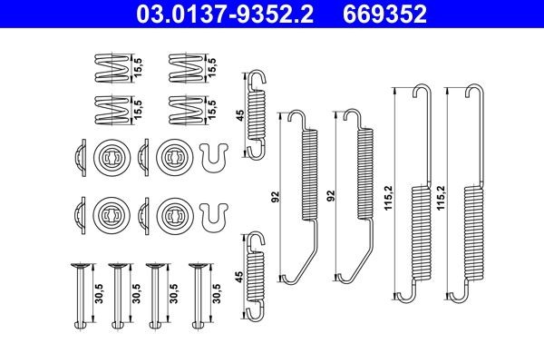 ATE Kit di accessori per ganasce freno 03.0137-9352.2 03.0137-9352.2 costo Kit di accessori per ganasce freno ATE NISSAN JUKE