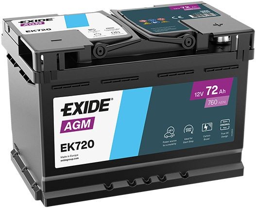 Startera akumulatoru baterija EXIDE EK720 EXIDE AGM EK720 Akumulatori SEAT TOLEDO 2014