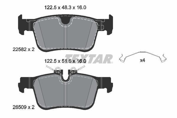 TEXTAR Brake pad set 2258201 TEXTAR 2258201 brake pads for VOLVO V90