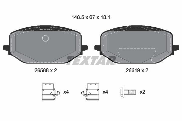 TEXTAR Remblokken 2658801 2658801 Race-remblokken TOYOTA URBAN CRUISER TEXTAR