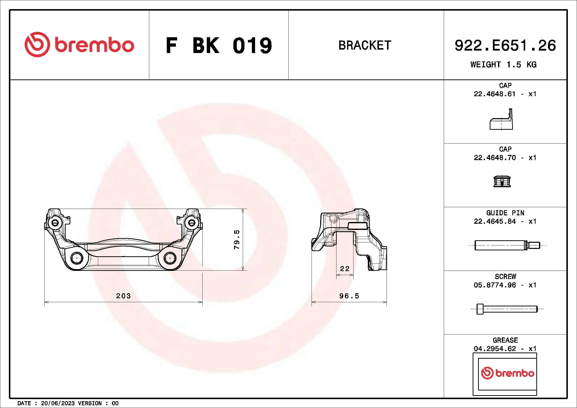 BREMBO Bromsoksmonteringssats F BK 019 MERCEDES-BENZ bromsokshållare BREMBO F BK 019