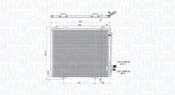 MAGNETI MARELLI Kondensator, klimaanlegg 350203889000 Kondensator MAGNETI MARELLI X-Klasse 350203889000 billige