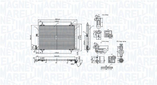 MAGNETI MARELLI Condenseur, climatisation 350203908000 MAGNETI MARELLI 350203908000 Radiateur de clim PEUGEOT Partner I Camion plate-forme/Châssis pas cher