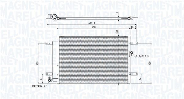 MAGNETI MARELLI Kondensator, klimaanlegg 350203910000 MAGNETI MARELLI 350203910000 originale Radiator AC TRIUMPH HERALD pris