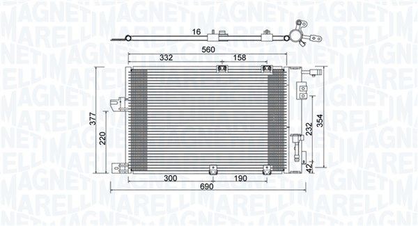 MAGNETI MARELLI Condensor voor airco 350203927000 Airco-radiateur MAGNETI MARELLI ANTARA 350203927000 goedkoop