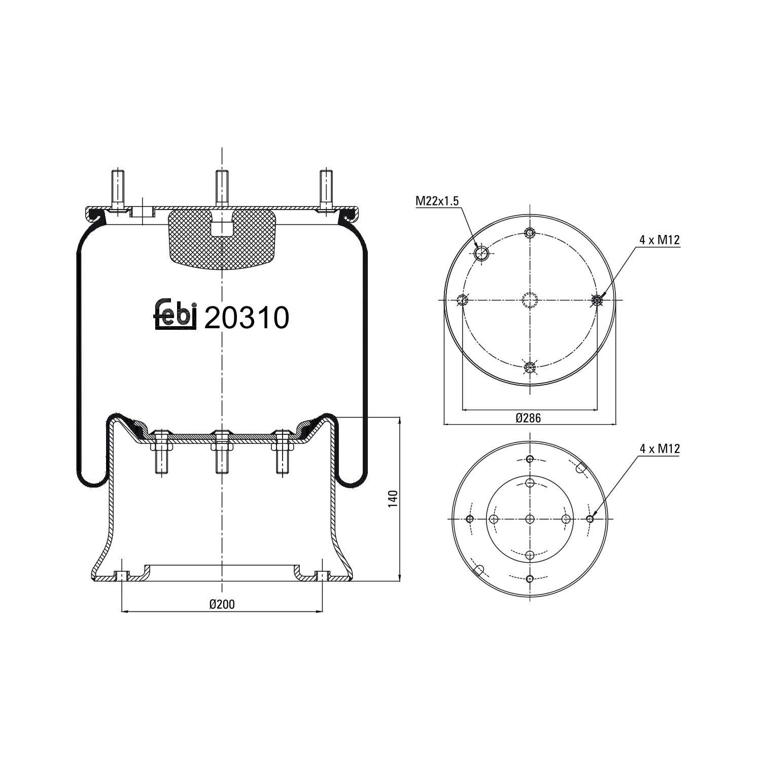 Fole, suspensão pneumática FEBI BILSTEIN 20310 FEBI BILSTEIN 20310 Suspensão pneumática Volvo S60 2000