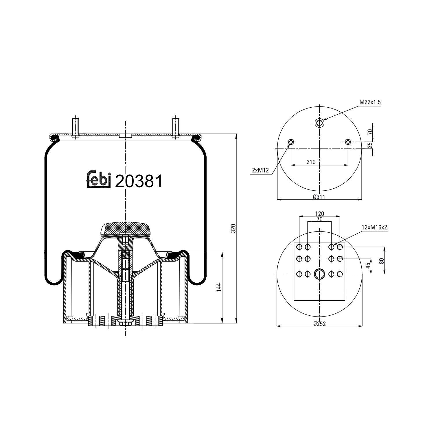 Luftbälg FEBI BILSTEIN 20381 FEBI BILSTEIN 20381 Luftbälg Opel VIVARO 2004