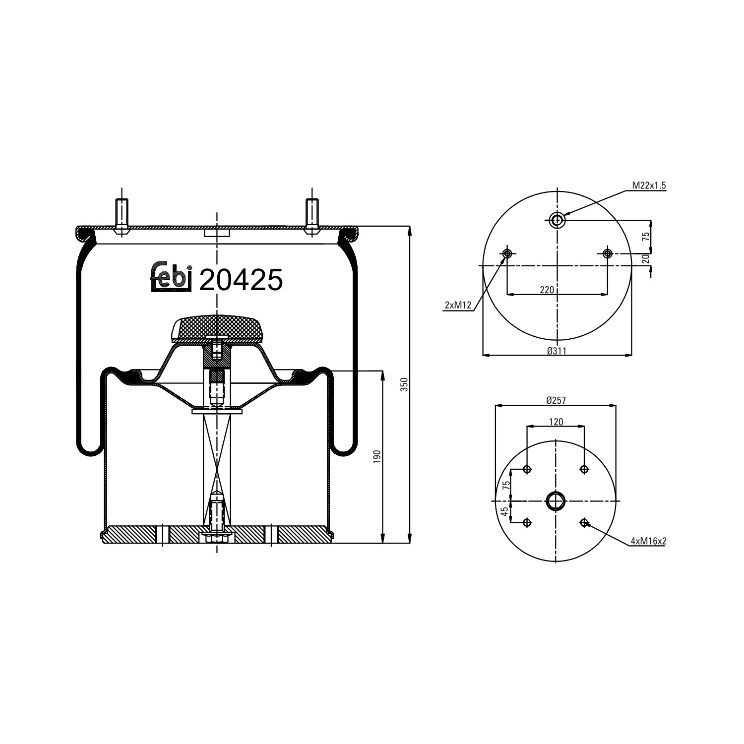 FEBI BILSTEIN Soffietto, Sospensione pneumatica 20425 20425 Soffietto, sospensione pneumatica KIA XCEED FEBI BILSTEIN costo