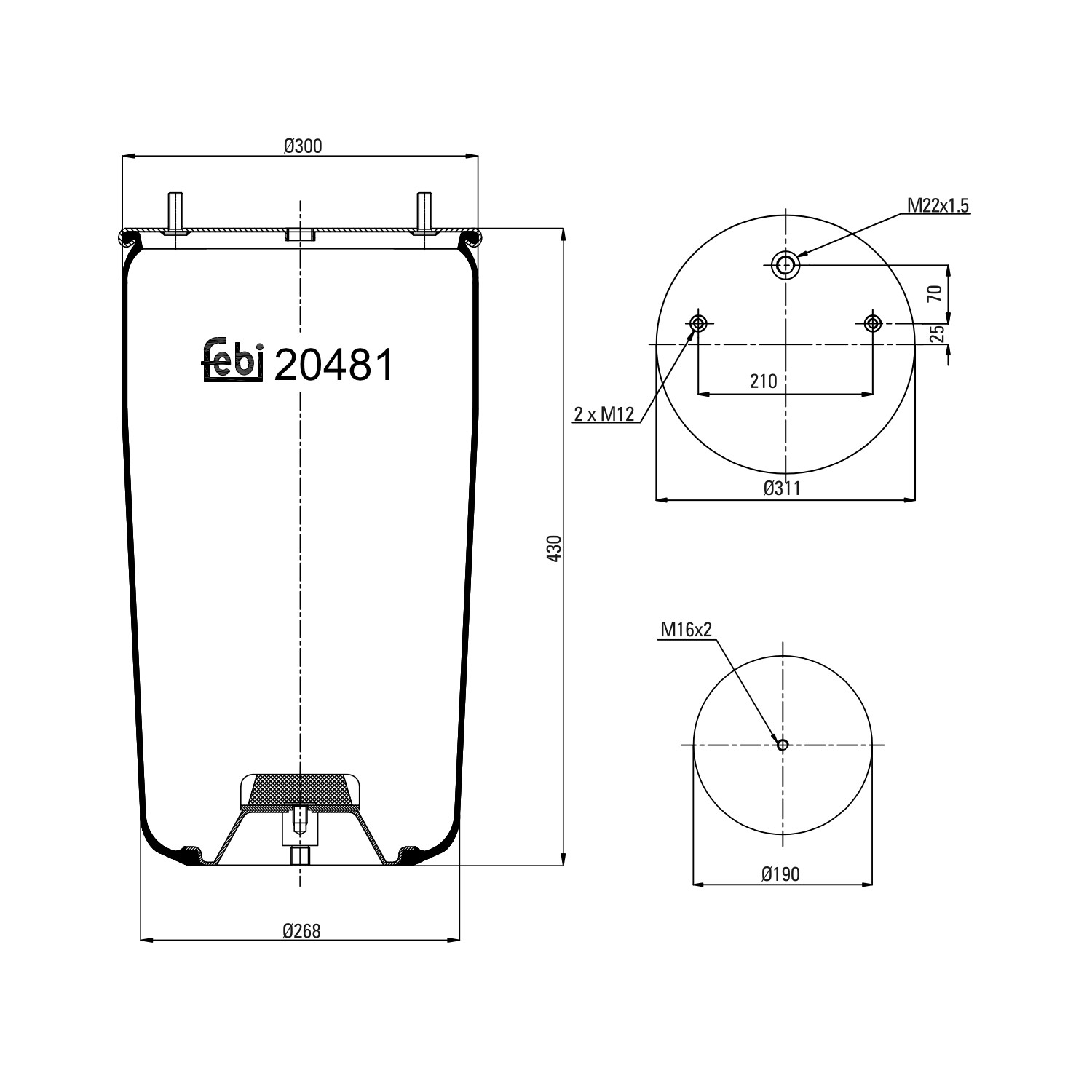 FEBI BILSTEIN Fjerbælg, luftaffjedring 20481 20481 Fjerbælg, luftaffjedring JEEP WRANGLER FEBI BILSTEIN