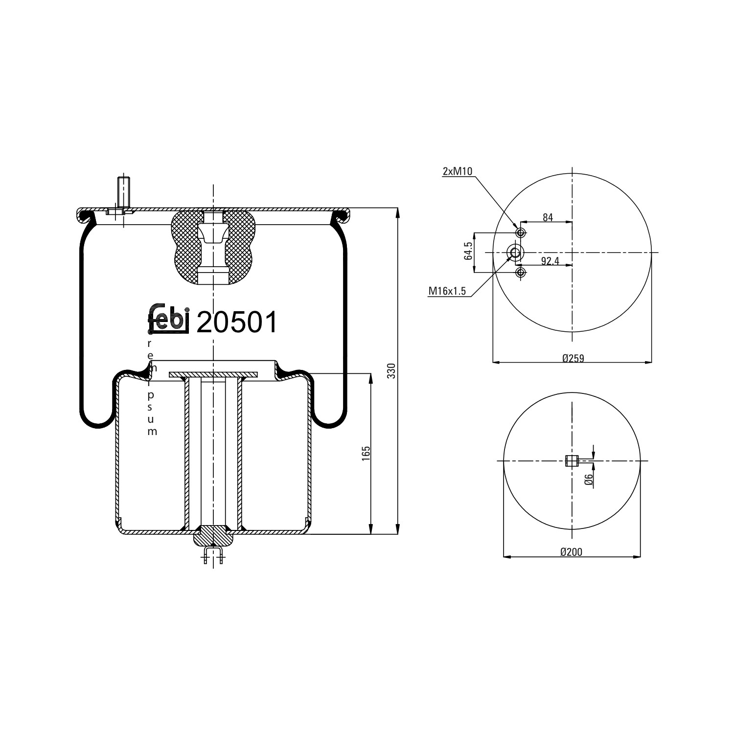 FEBI BILSTEIN Soufflet à air, suspension pneumatique 20501 FEBI BILSTEIN 20501 Suspension pneumatique BMW X7 d'origine
