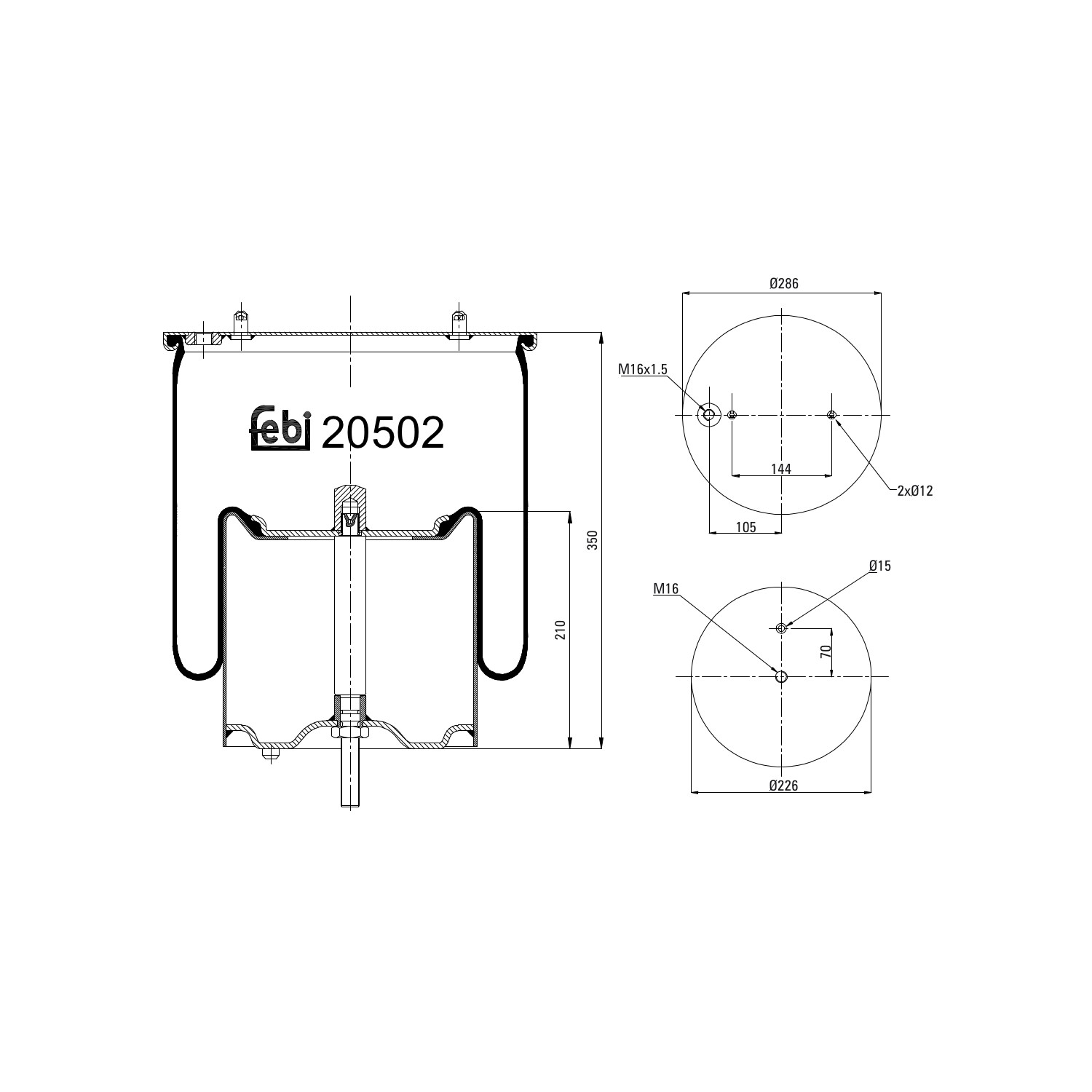 FEBI BILSTEIN Φούσκα, πνευματική ανάρτηση 20502 20502 Αερανάρτηση SUBARU LEONE FEBI BILSTEIN