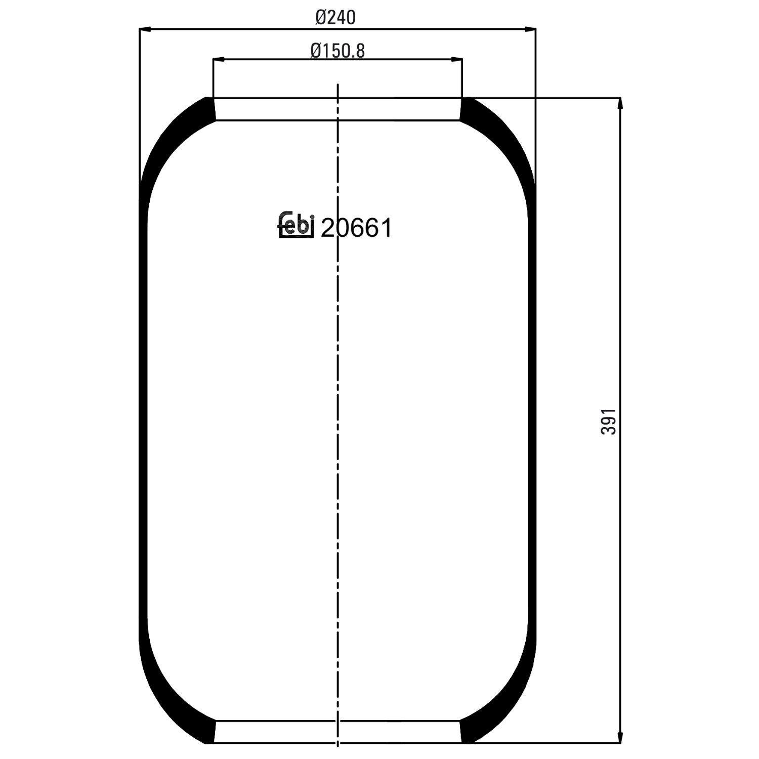 FEBI BILSTEIN Luftbelg, fjæring 20661 Fjærbelg, luftfjæring FEBI BILSTEIN Volvo V40 Stasjonsvogn 20661