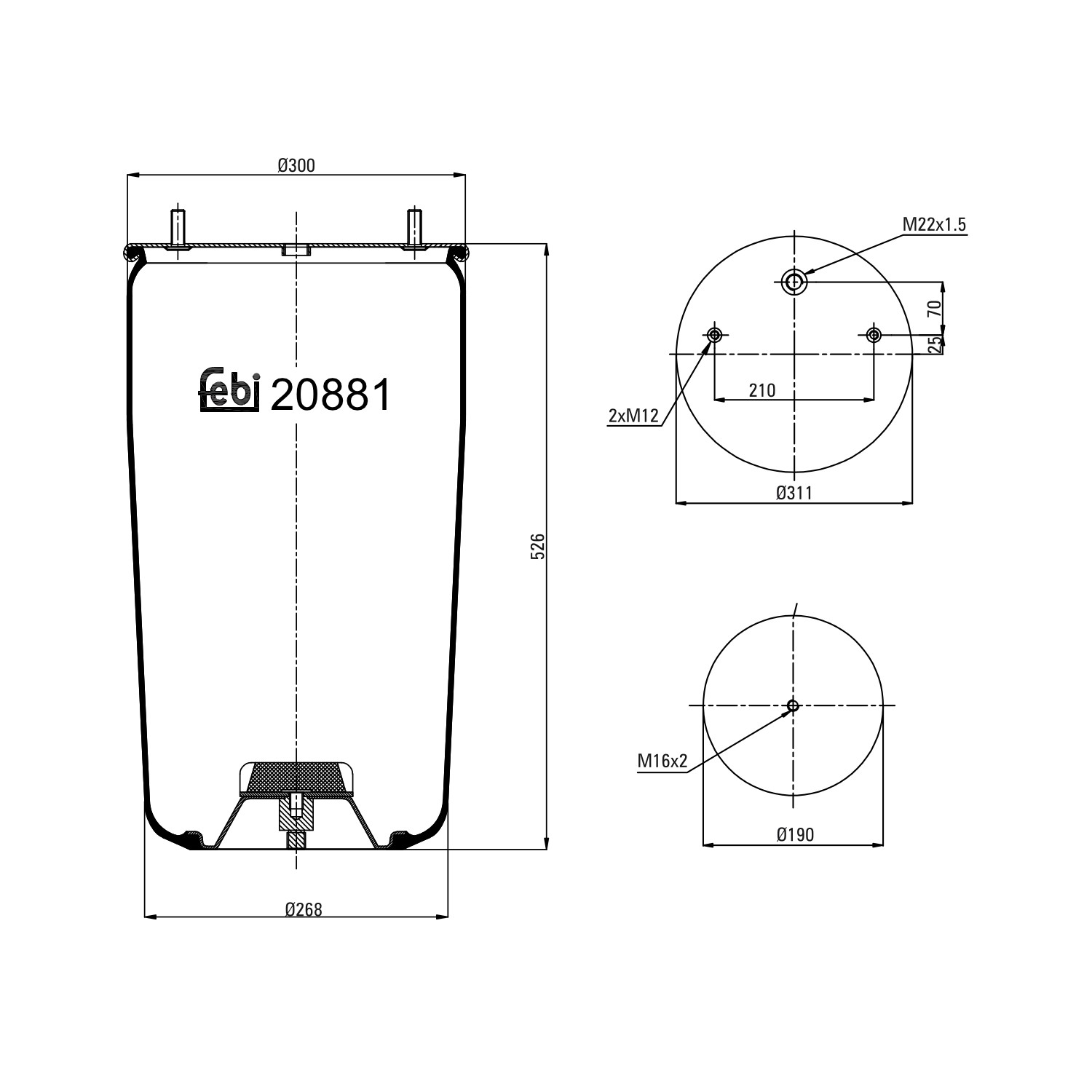 FEBI BILSTEIN Luftfederbalg 20881 Luftfederbein FEBI BILSTEIN 607 20881 günstig