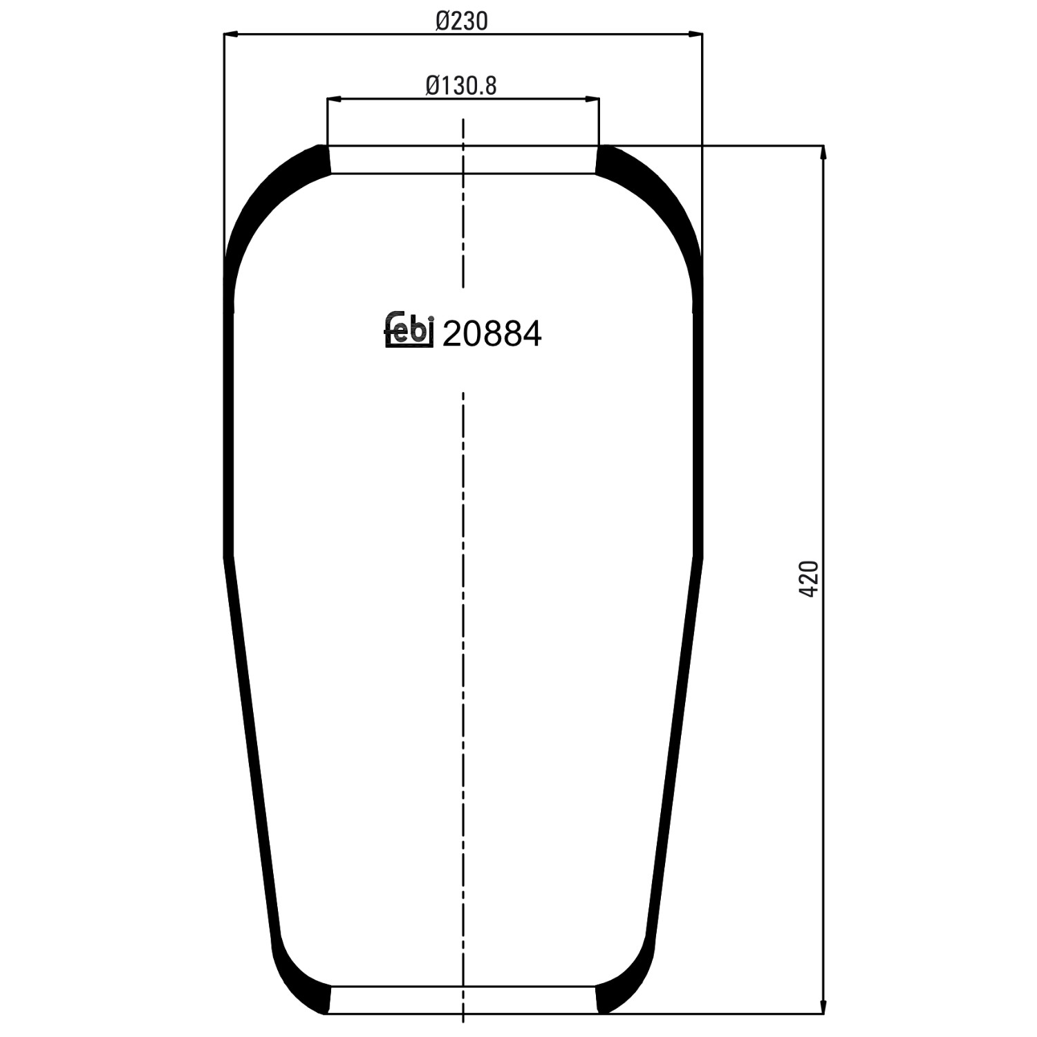 FEBI BILSTEIN Luftbelg, fjæring 20884 Fjærbelg, luftfjæring FEBI BILSTEIN Iveco POWER DAILY 20884