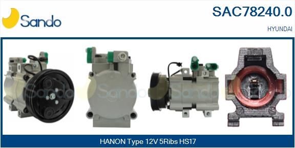 SANDO Klimakompressor SAC78240.0 SANDO SAC78240.0 Hyundai Sonata EF AC kompressor pris