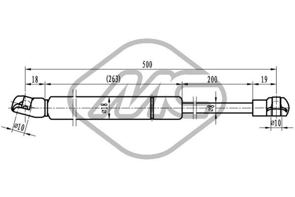 Metalcaucho Mola pneumática, capot do motor 46813 46813 Amortecedor do capô VW TOURAN Metalcaucho