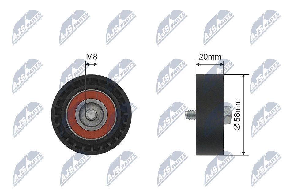 NTY Geleide rol / omdraairol v-snaar RNK-AU-037 NTY RNK-AU-037 Geleide rol / omdraairol v-snaar Audi A6 C6 Allroad goedkoop