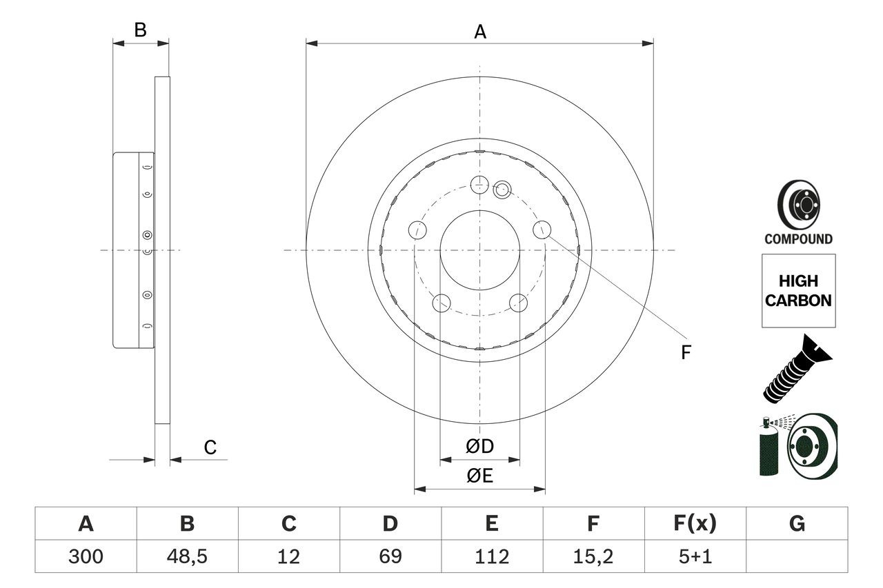 BOSCH Disque de frein 0 986 479 H49 BOSCH 0 986 479 H49 Disque de frein MERCEDES-BENZ Classe E Berline (W213) E 400 d 4-matic (213.023) 330 CV 2021