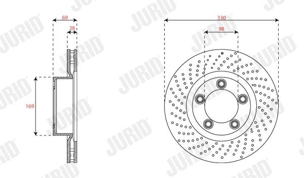 JURID Brzdový kotouč 563535JC-1 JURID 563535JC-1 Brzdové kotúče Porsche Cayman 981 cena