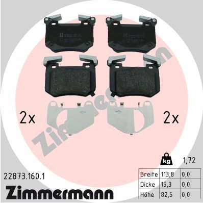 ZIMMERMANN Plaquettes de frein 22873.160.1 ZIMMERMANN 22873.160.1 Plaquettes de frein GENESIS G70 Berline 2.0 T-GDi 252 CV 2018