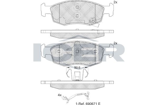 ICER Remblokken 182422 Remblokkenset voor schijfrem FIAT ICER 182422