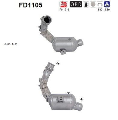 Diesel particulate filter AS FD1105 AS FD1105 Mercedes GLK 2012 DPF price