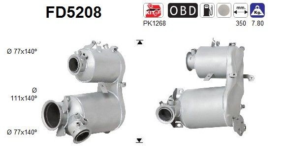 AS Diesel particulate filter FD5208 AS FD5208 genuine Volkswagen LT dpf filter price