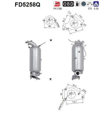 Filtro antiparticolato (FAP) AS FD5258Q AS FD5258Q FAP Honda CIVIC 2006