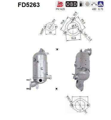 Filtro antiparticolato (FAP) AS FD5263 AS FD5263 costo Filtro antiparticolato (FAP) Hyundai GALLOPER 2001