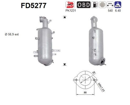 Partikkelfilter AS FD5277 AS FD5277 Dieselpartikkelfilter CHRYSLER VOYAGER 2007
