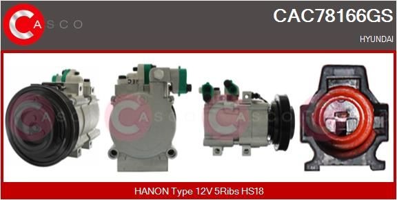 Kompresor klimatizácie CASCO CAC78166GS CASCO CAC78166GS: Kompresor klimatizácie Hyundai TERRACAN 2004