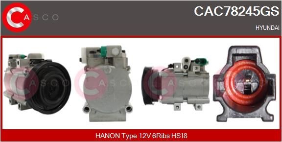 CASCO AC-kompressor CAC78245GS CAC78245GS AC kompressor CASCO HYUNDAI i10