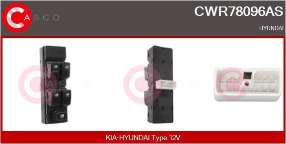 CASCO Bryter, vindusheis CWR78096AS Vindusheisbryter CASCO Hyundai i20 CWR78096AS