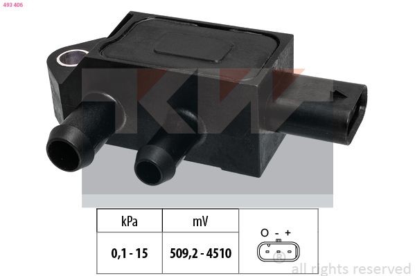KW Uitlaatgasdruk sensor 493 406 Peugeot 306 Verschildruksensor KW 493 406