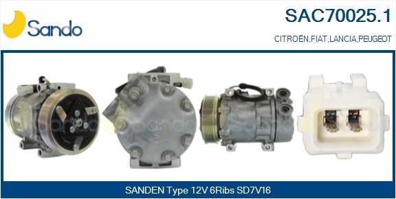 SANDO Klimakompressor SAC70025.1 SANDO Kompressor klimaanlæg LANCIA SAC70025.1